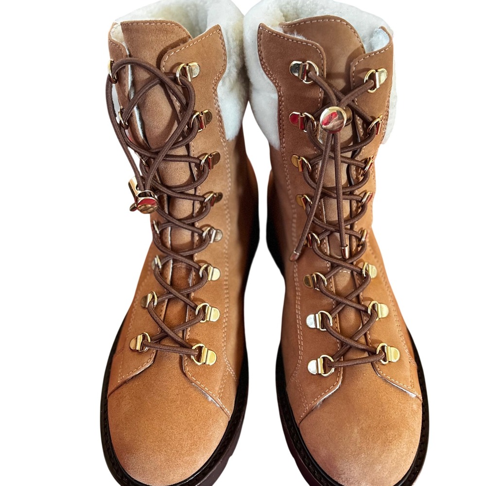 Stuart Weitzman Women's Suede Colorblock Combat Boots 9.5 NWOT Brown Lace Up